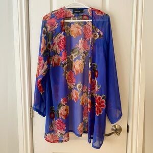 Blue kimono flower pattern